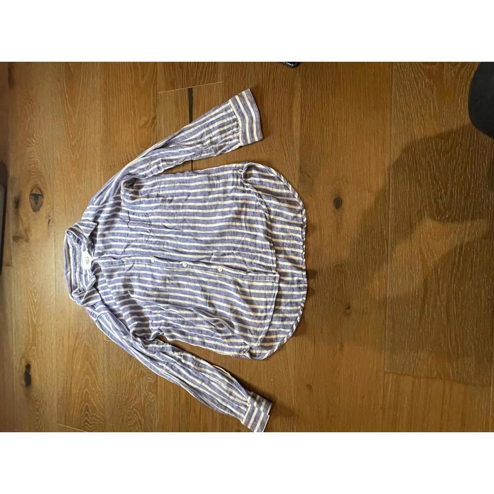 Rails Blue and White Striped Button-Up Shirt, Medium